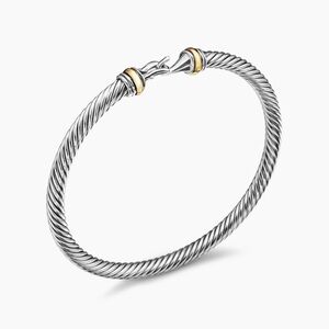 David Yurman Buckle Classic Cable Bracelet - Sterling Silver & 18K Gold, 4mm